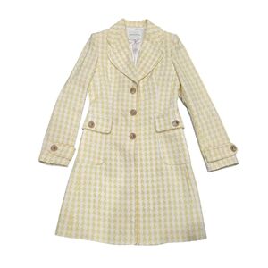 BANANA REPUBLIC HOUNDSTOOTH TRENCH COAT YELLOW WHITE S‎